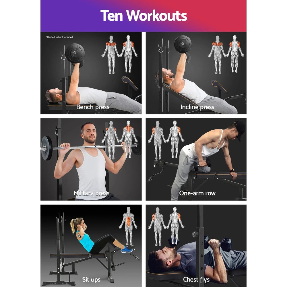 Everfit 10‑in‑1 Adjustable Weight Bench Station - 330kg Capacity