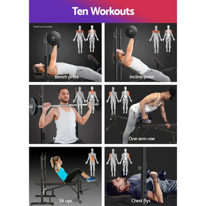 Everfit 10‑in‑1 Adjustable Weight Bench Station - 330kg Capacity