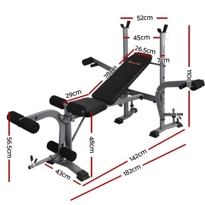 Everfit Adjustable 8‑in‑1 Fitness Bench - 200kg Capacity