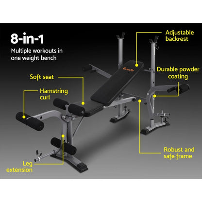 Everfit Adjustable 8‑in‑1 Fitness Bench - 200kg Capacity