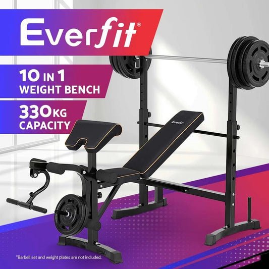 Everfit 10‑in‑1 Adjustable Weight Bench Station - 330kg Capacity